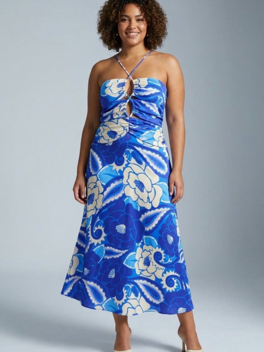 FARM Rio Blue Tropical Groove Midi Dress szM sz XL NWT SO AMAZING!!!